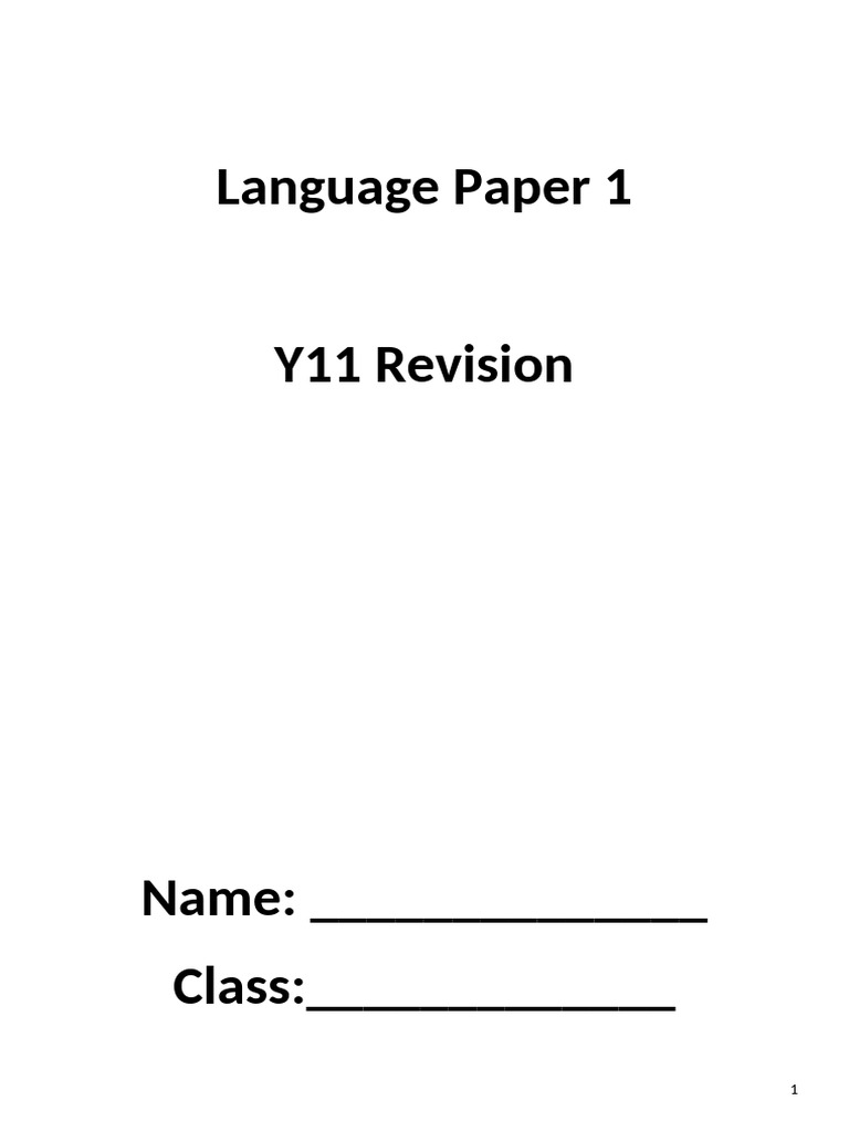 Y11 Language Paper 1 Revision Guide | PDF | Adjective