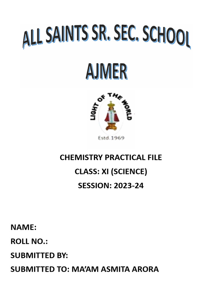XI Chemistry Practical File 2023-24 | PDF