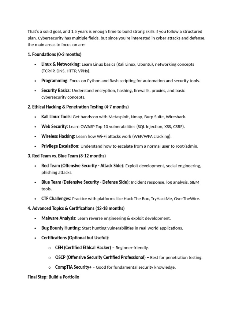 Cybersecurity Learning Roadmap Guide | PDF | Security | Computer Security
