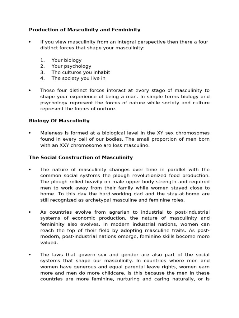 Masculinity and Femininity Dynamics | PDF | Masculinity | Femininity