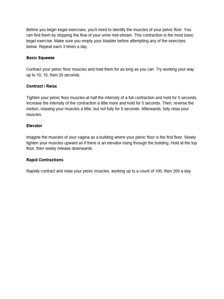 Kegel Exercises for Pelvic Floor Strength | PDF