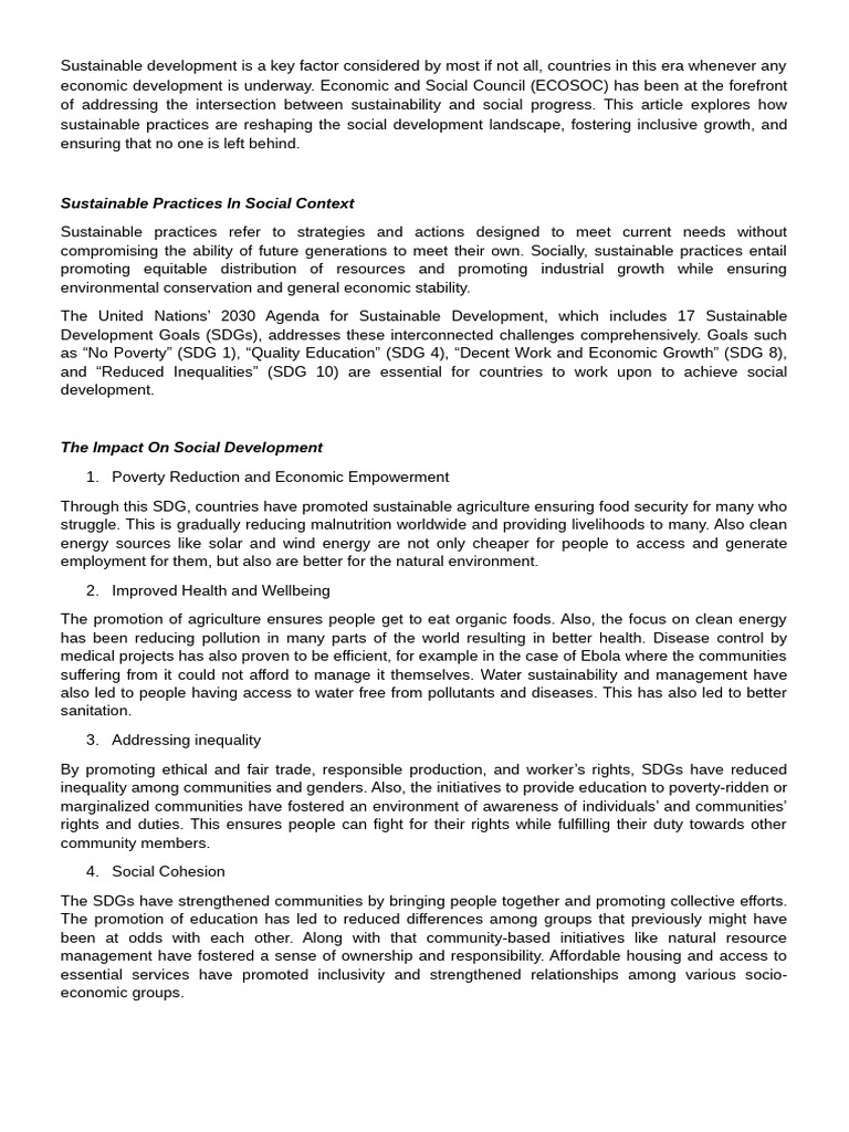 Impact of Sustainable Practices On Social Dev | PDF | Sustainability ...
