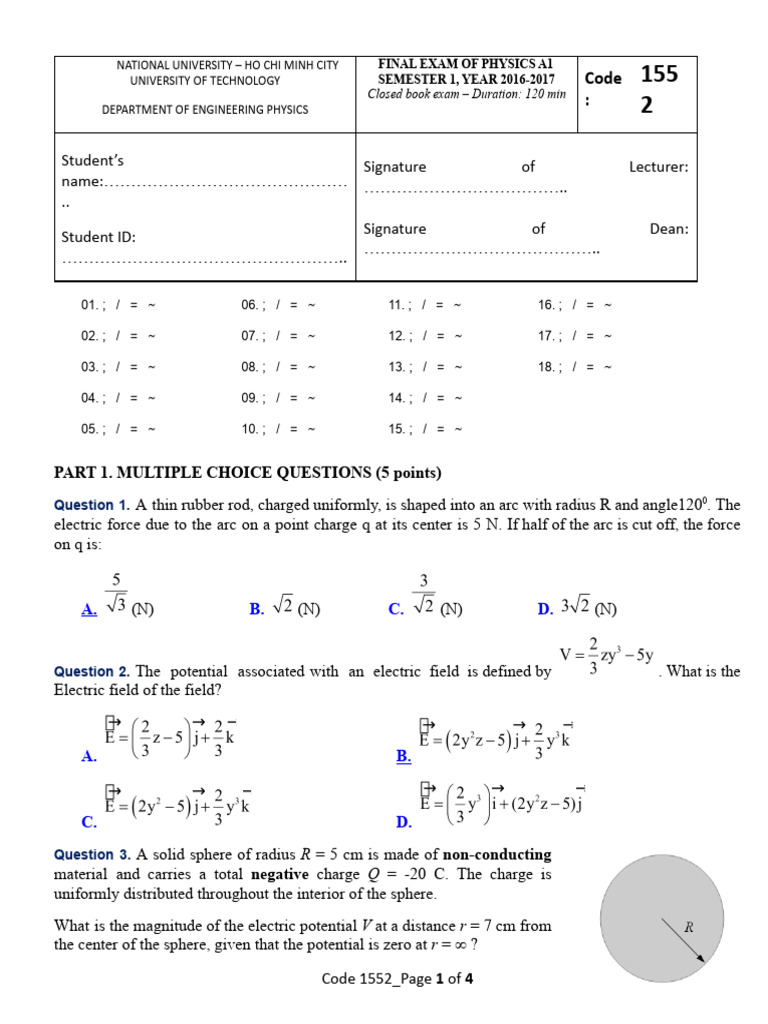 Final Exam 2016-2017-02 | PDF | Magnetic Field | Physical Phenomena