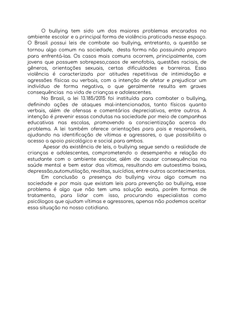 Redação OAB (Bullyng) | PDF