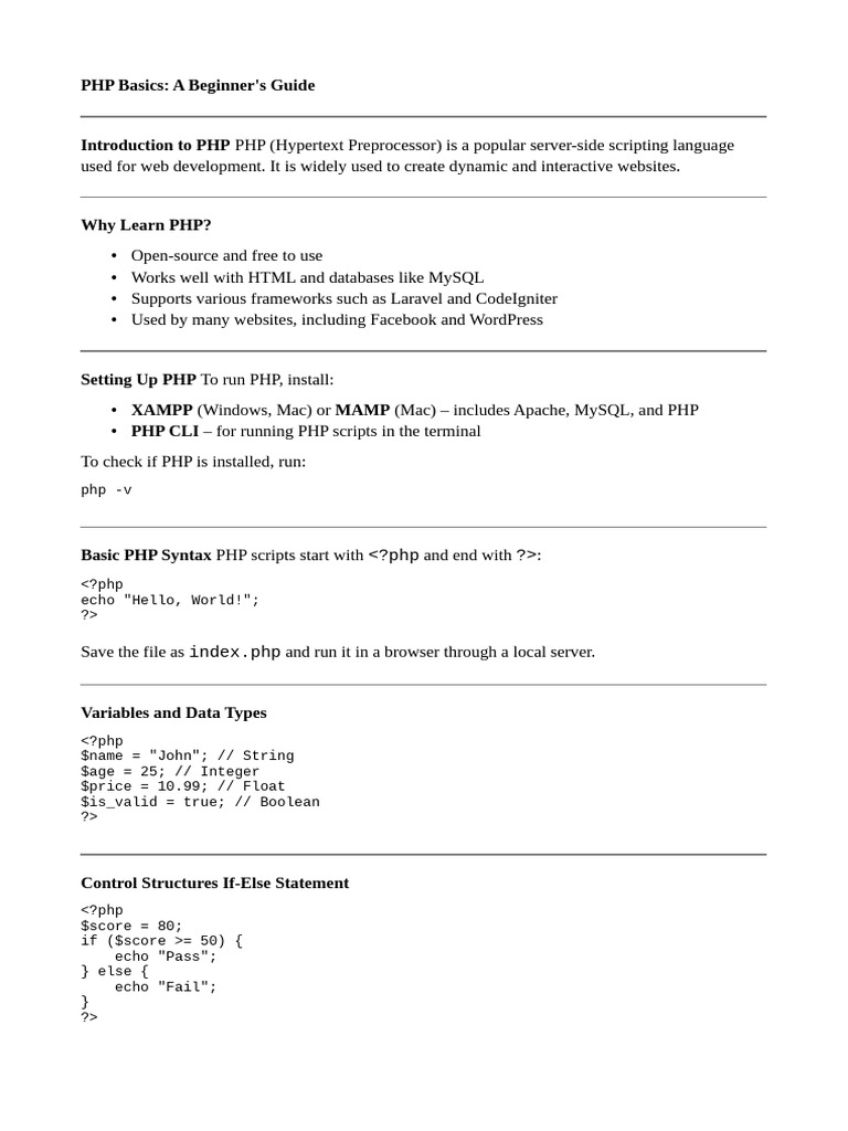 PHP Basics | PDF