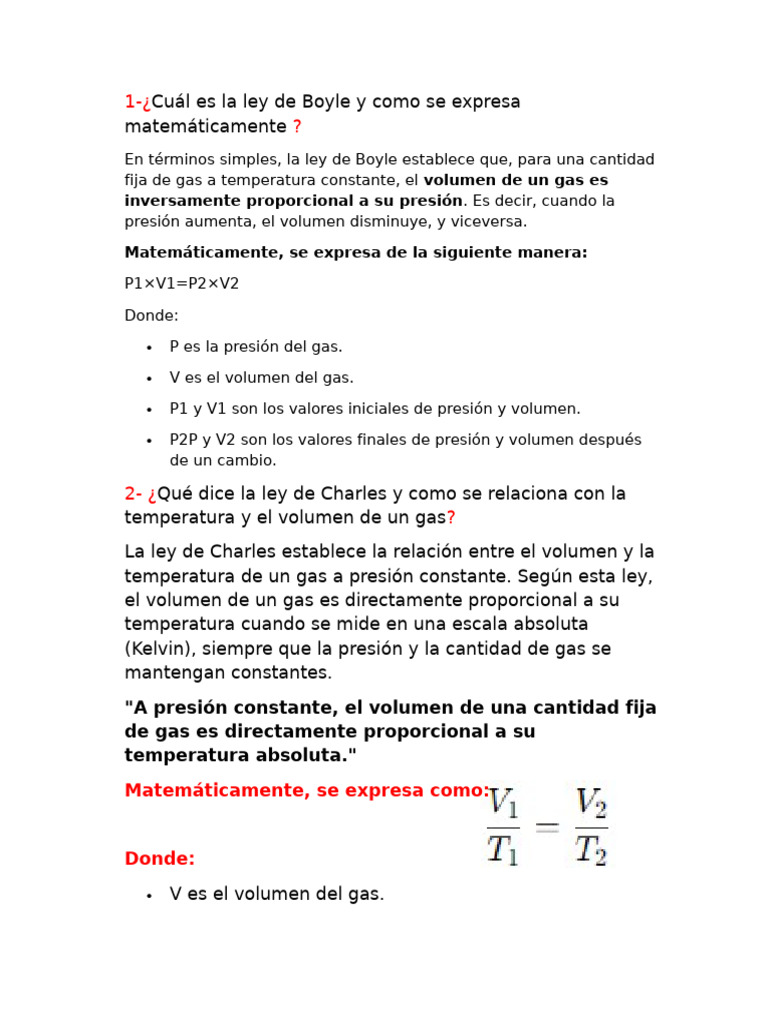 Leyes de Gases: Boyle, Charles y Más | PDF | Gases | Mole (Unidad)