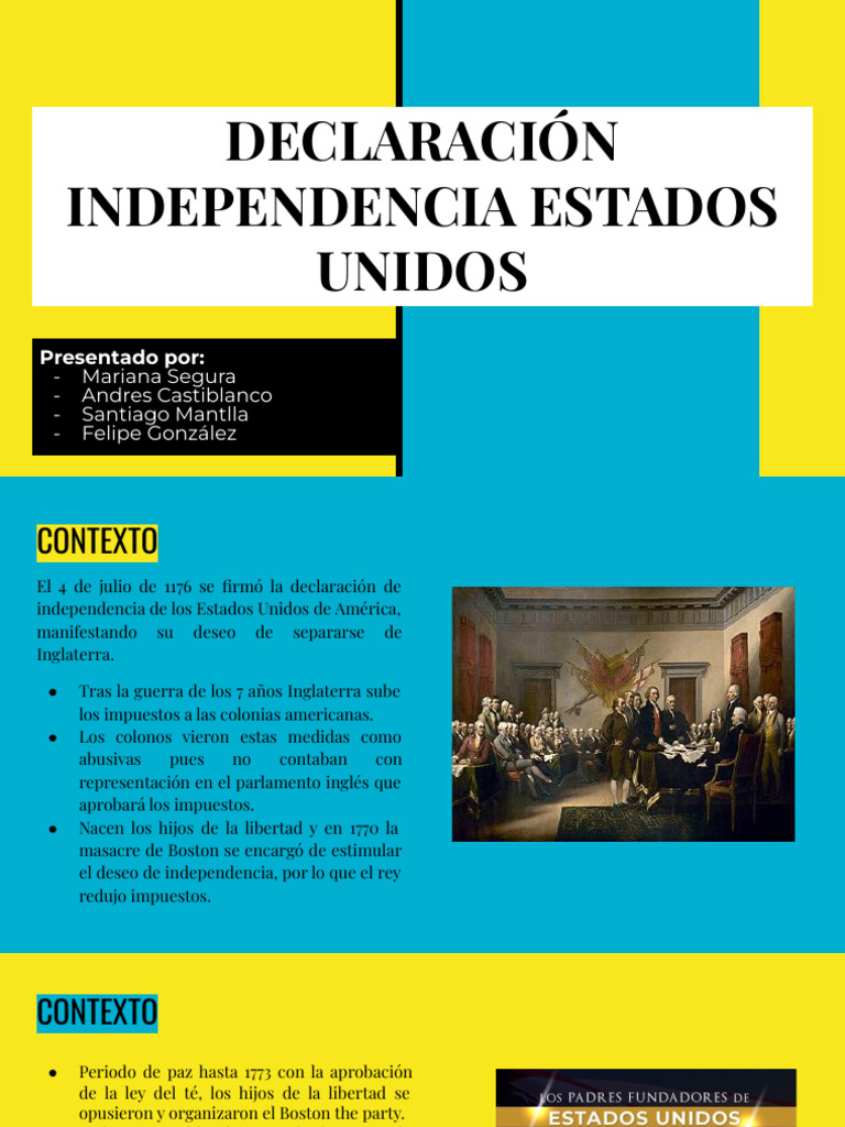 DECLARACIÓN INDEPENDENCIA ESTADOS UNIDOS | PDF | Declaración de ...