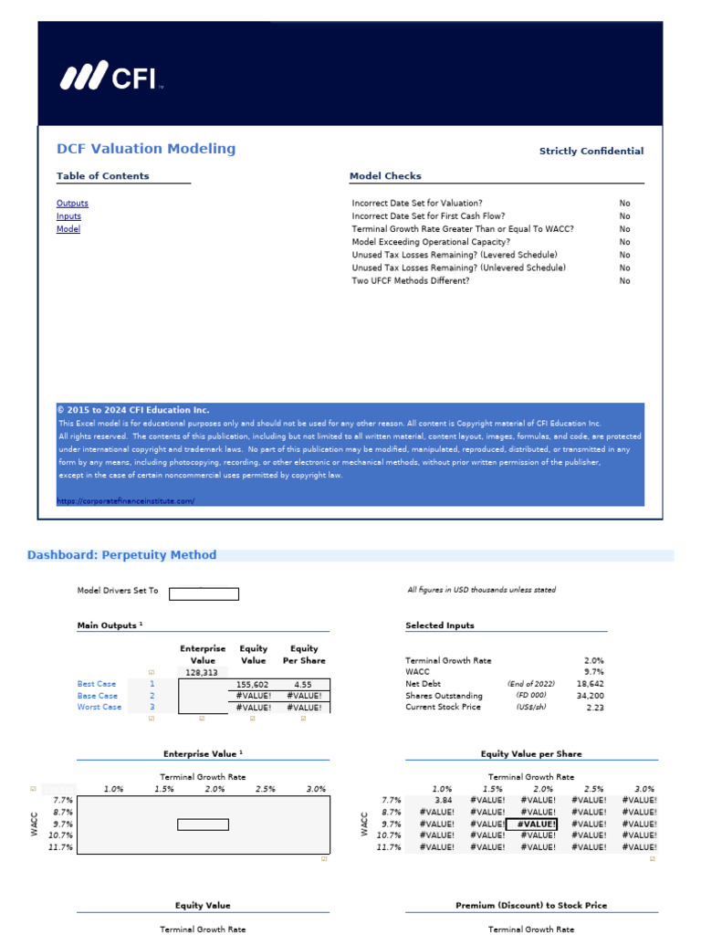 DCF Valuation Model (Template) | PDF | Cost Of Capital | Discounted ...