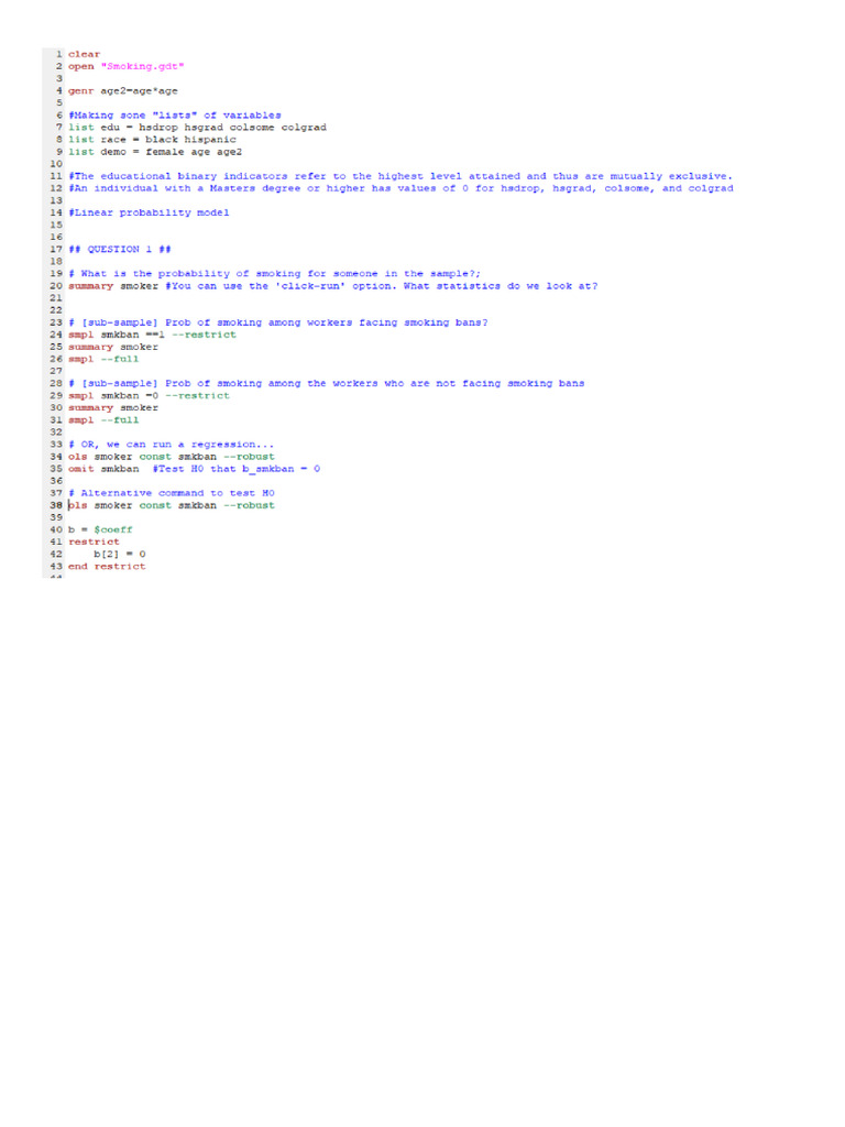 Grelt Codes For Exercise On Smoking | PDF