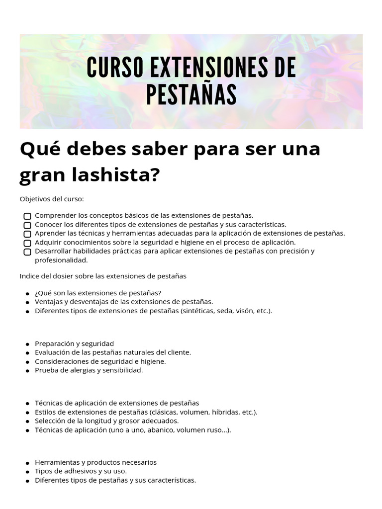 Curso Completo de Extensiones de Pestañas | PDF