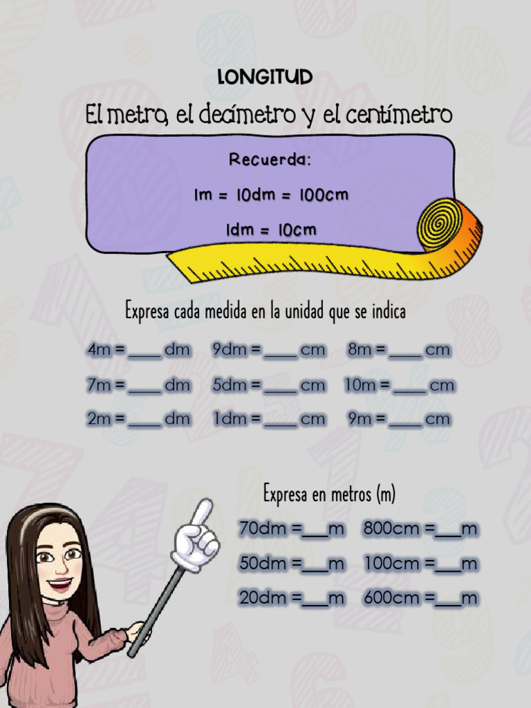 Ficha decimetro, el centímetro y el metro | PDF