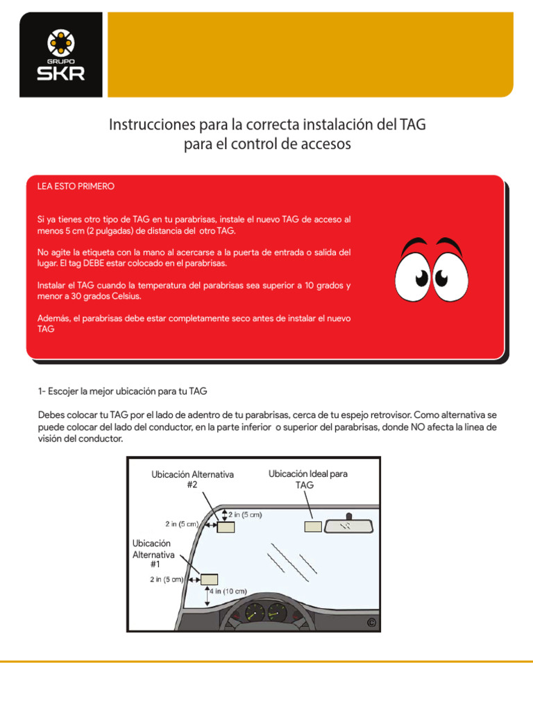 Instalación Correcta del TAG en Parabrisas | PDF