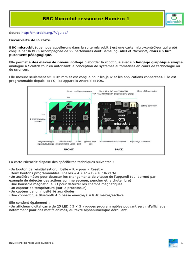 Guide complet sur la carte BBC micro:bit | PDF | Ingénierie ...