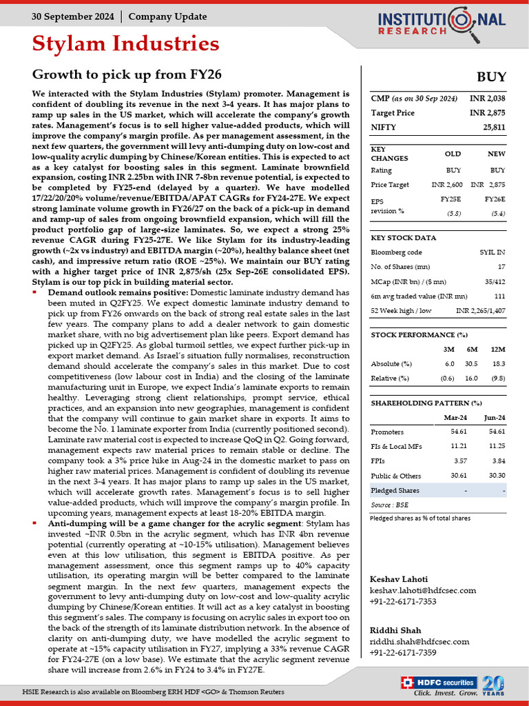 Stylam Industries Growth Outlook 2024-2027 | PDF | Financial Services ...