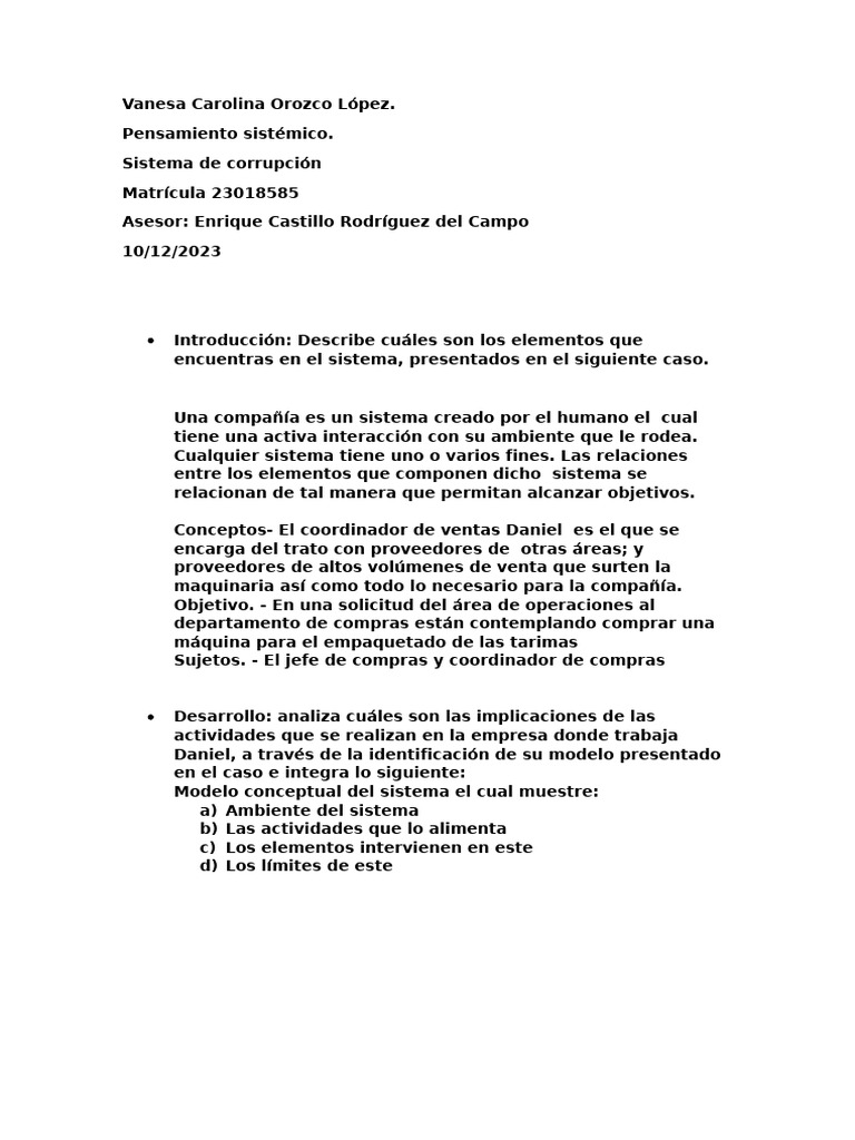 Análisis del Sistema de Corrupción Empresarial | PDF | Sistema
