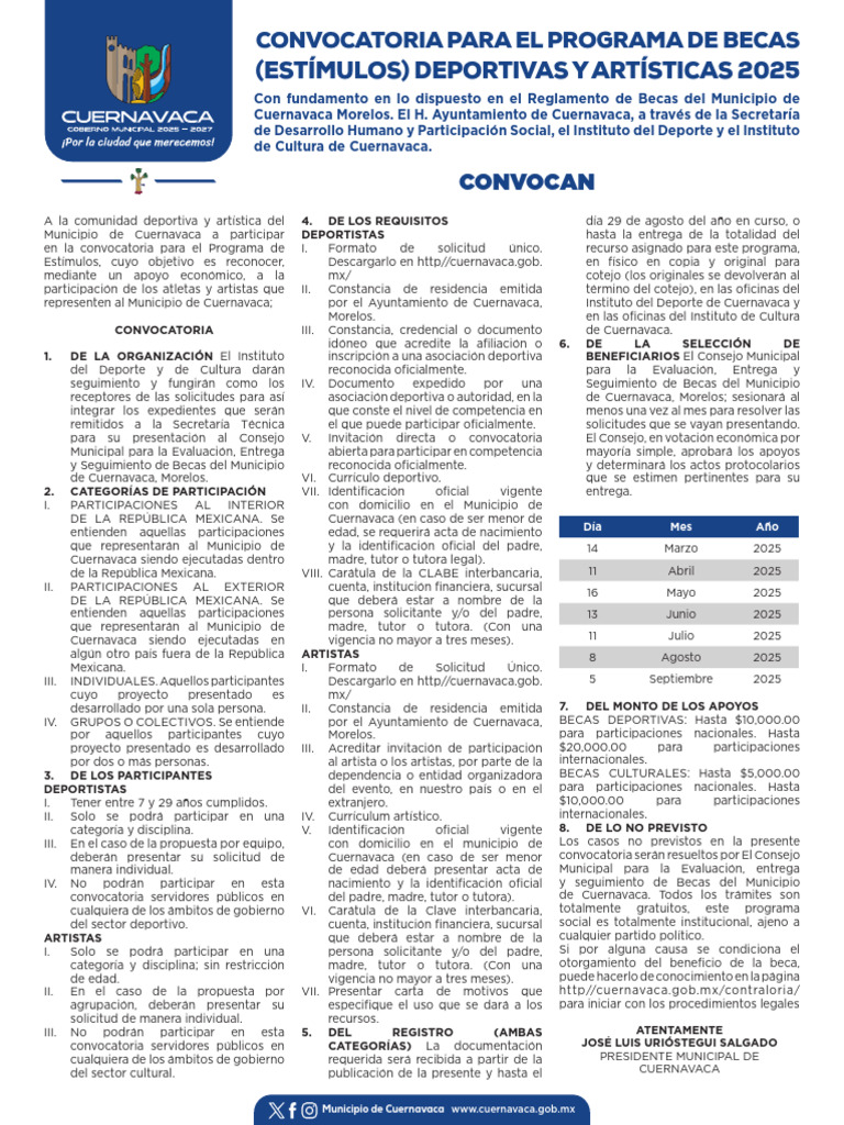 Convocatoria Becas Deportivas y Artísticas 2025 | PDF | México