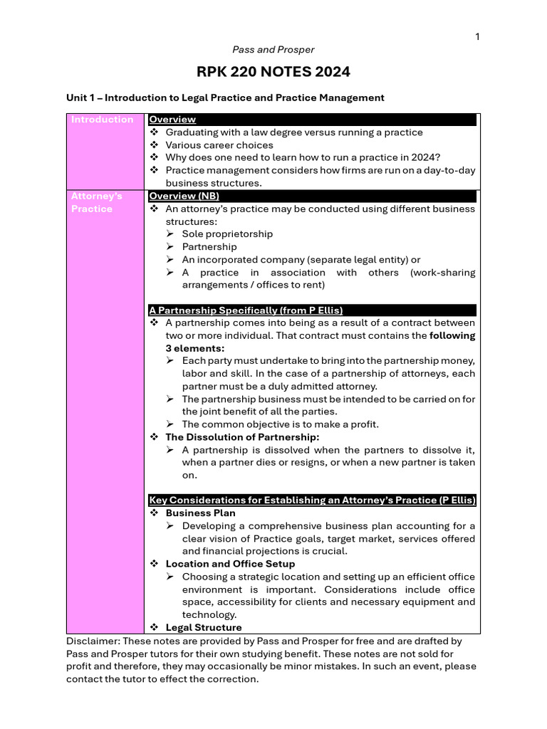 Legal Practice Management Notes 2024 | PDF | Debits And Credits | Expense