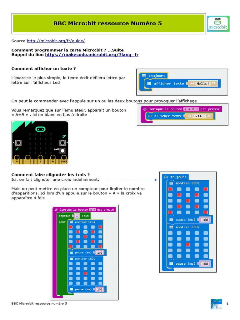 Programmer la carte Micro:bit facilement | PDF | Dé