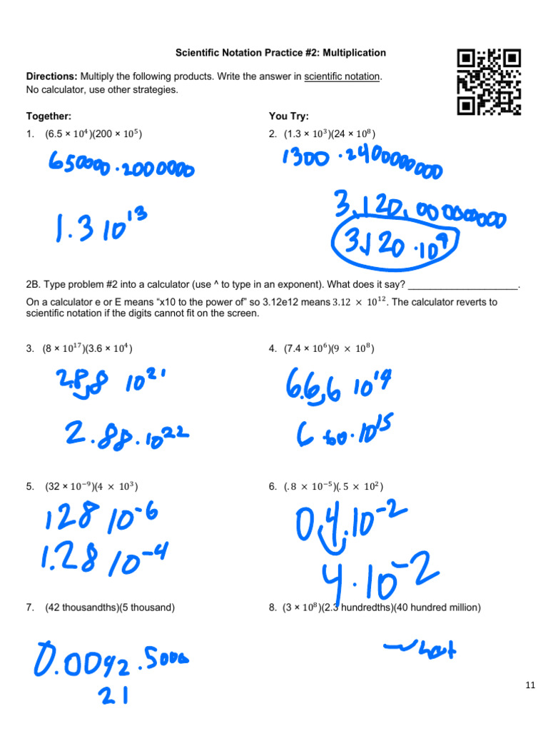 Scientific Notation Multiplication & Division Practice | PDF | Symbols ...