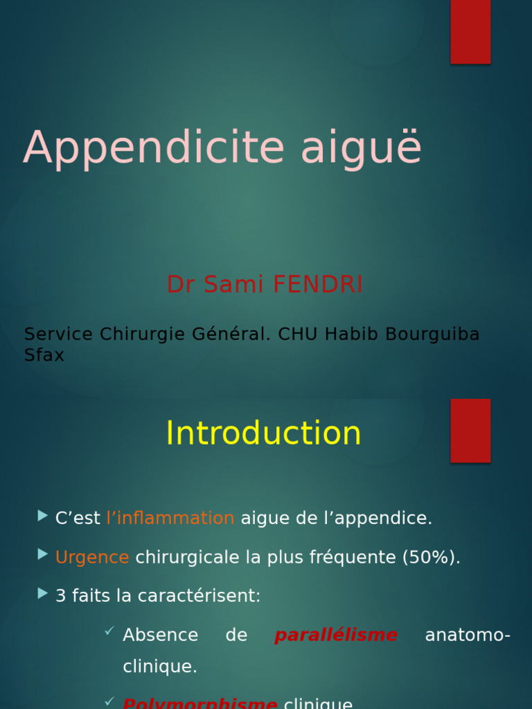Appendicite aiguë : Diagnostic et traitement | PDF | Gastroentérologie ...