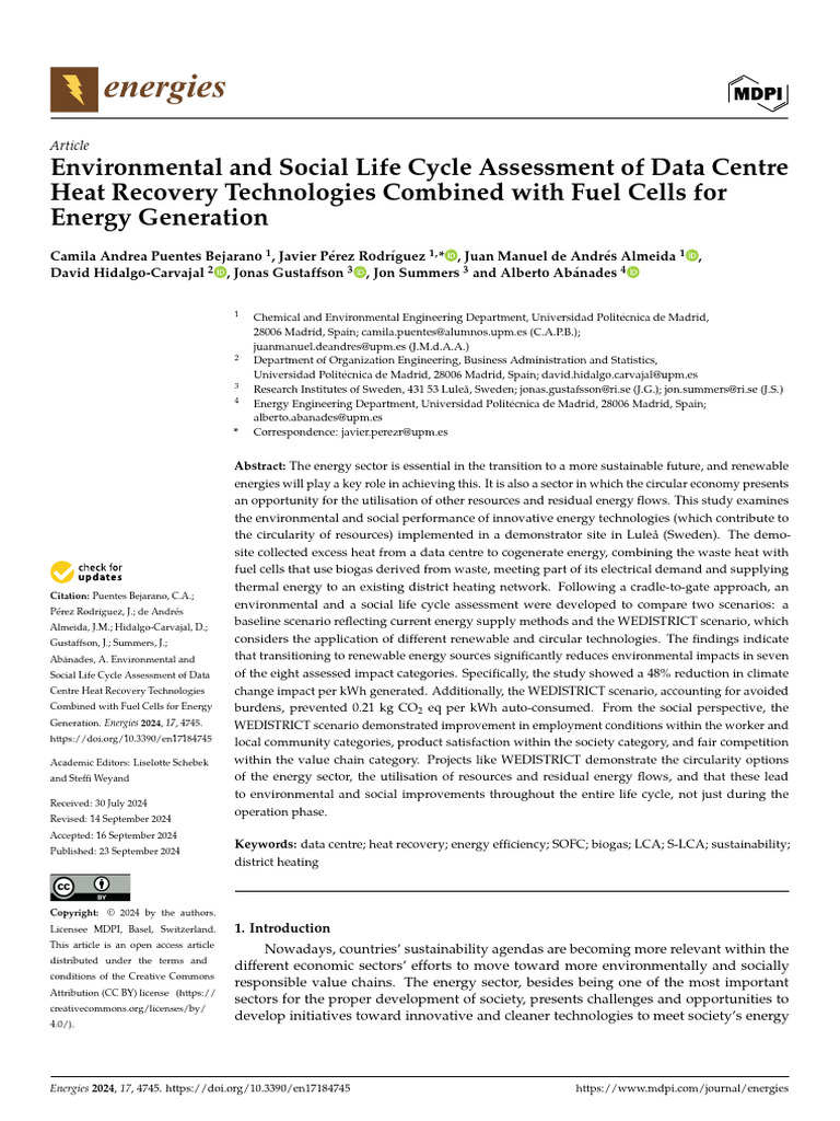 2024 - Puentes Et Al | PDF | Life Cycle Assessment | Biogas