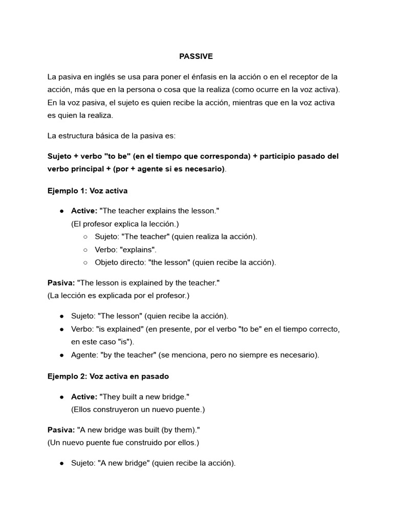 Uso de la voz pasiva en inglés | PDF