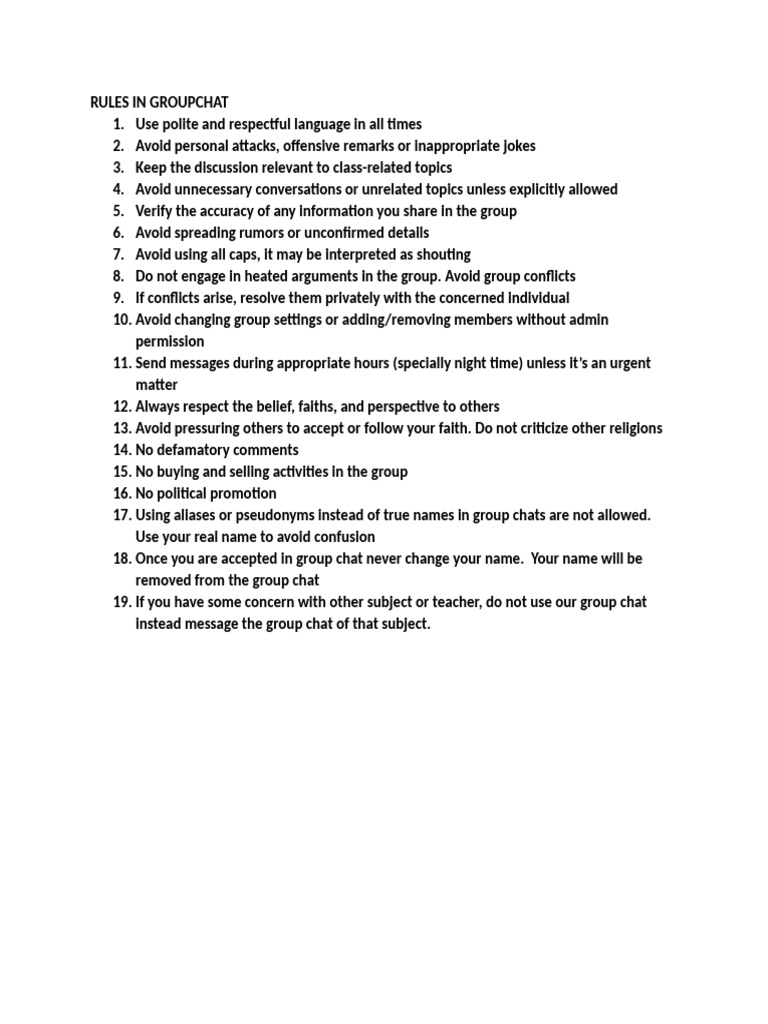 Group Chat Etiquette Guidelines | PDF