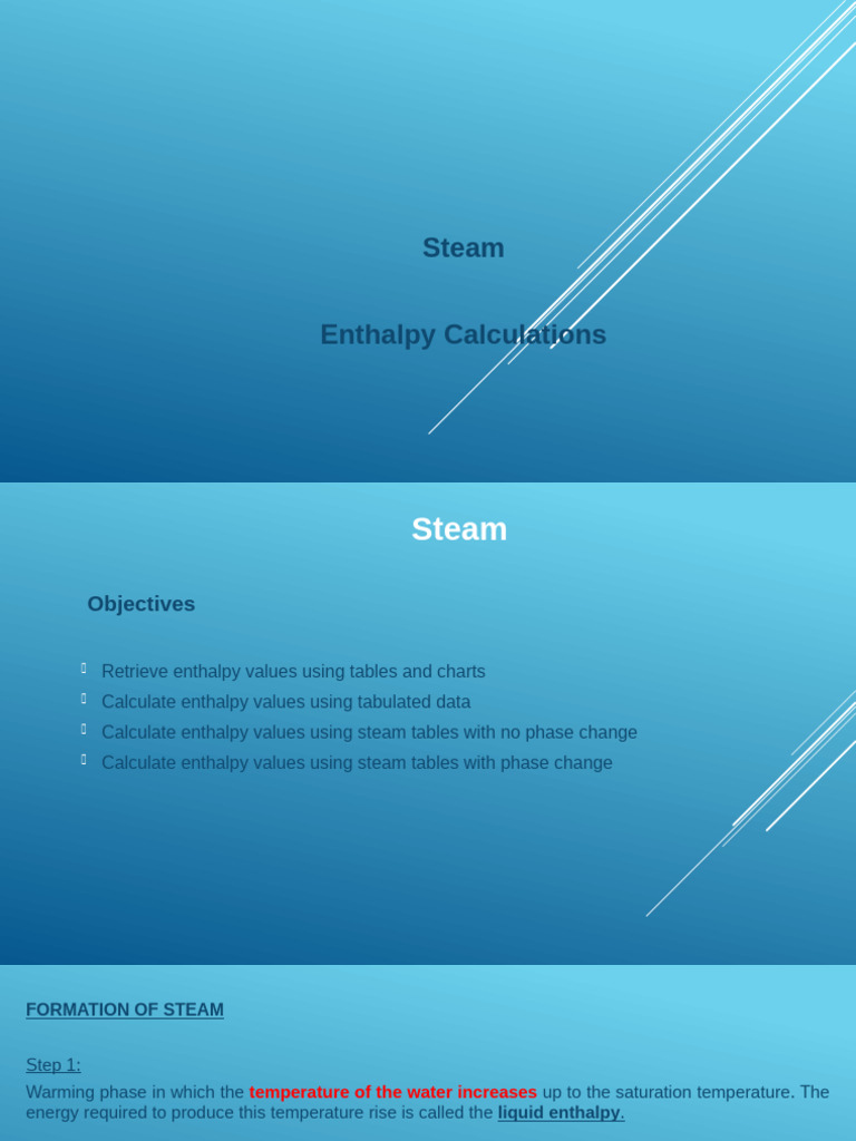 Steam and Enthalpy Calculations | PDF | Enthalpy | Steam