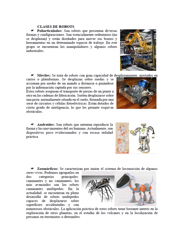 Tipos y Aplicaciones de Robots | PDF | Programación de computadoras | Robot