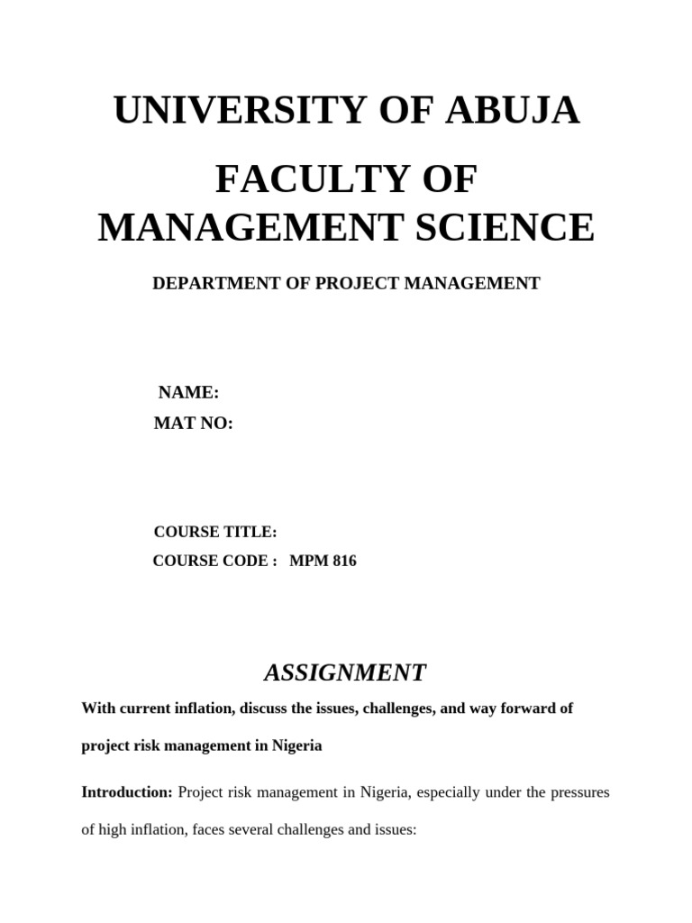 Project Management Challenges in Nigeria | PDF | Inflation | Risk ...