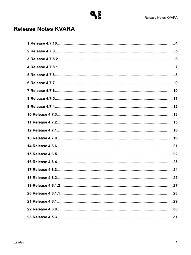 Release Notes Kvara | PDF