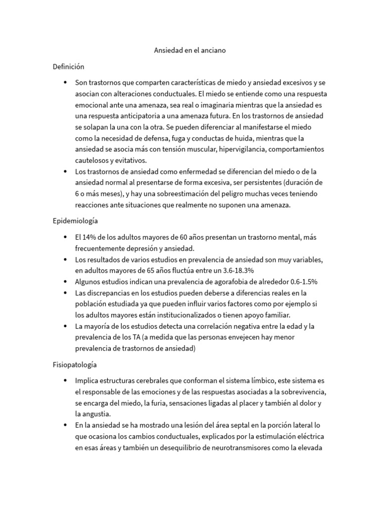 Ansiedad en adultos mayores: causas y tipos | PDF | Ansiedad ...