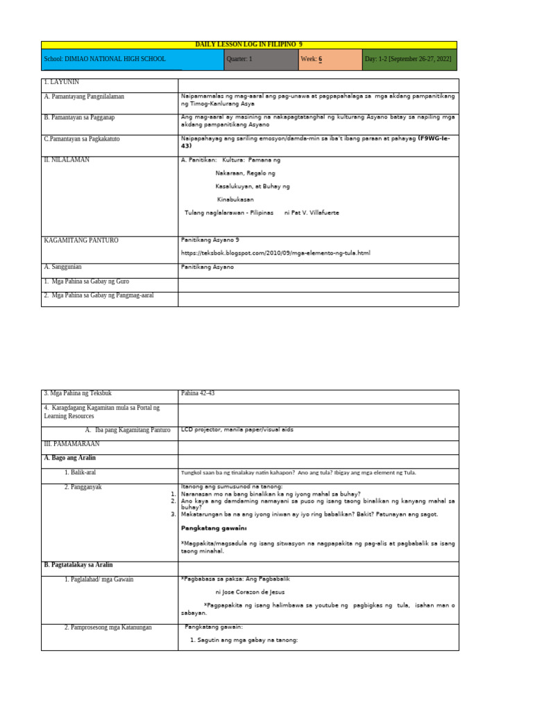 DLL Fil 9 Q1 Sept 26-27,2022 | PDF