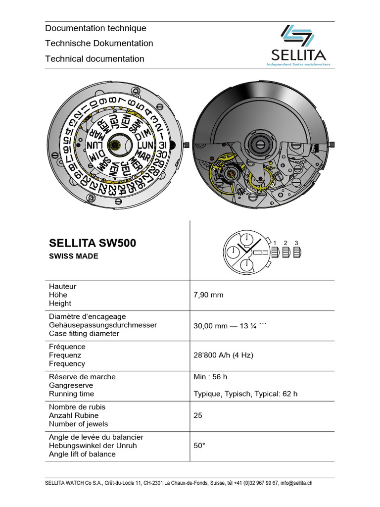 Documentation technique SW500 | PDF | Outils portables | Montre ...