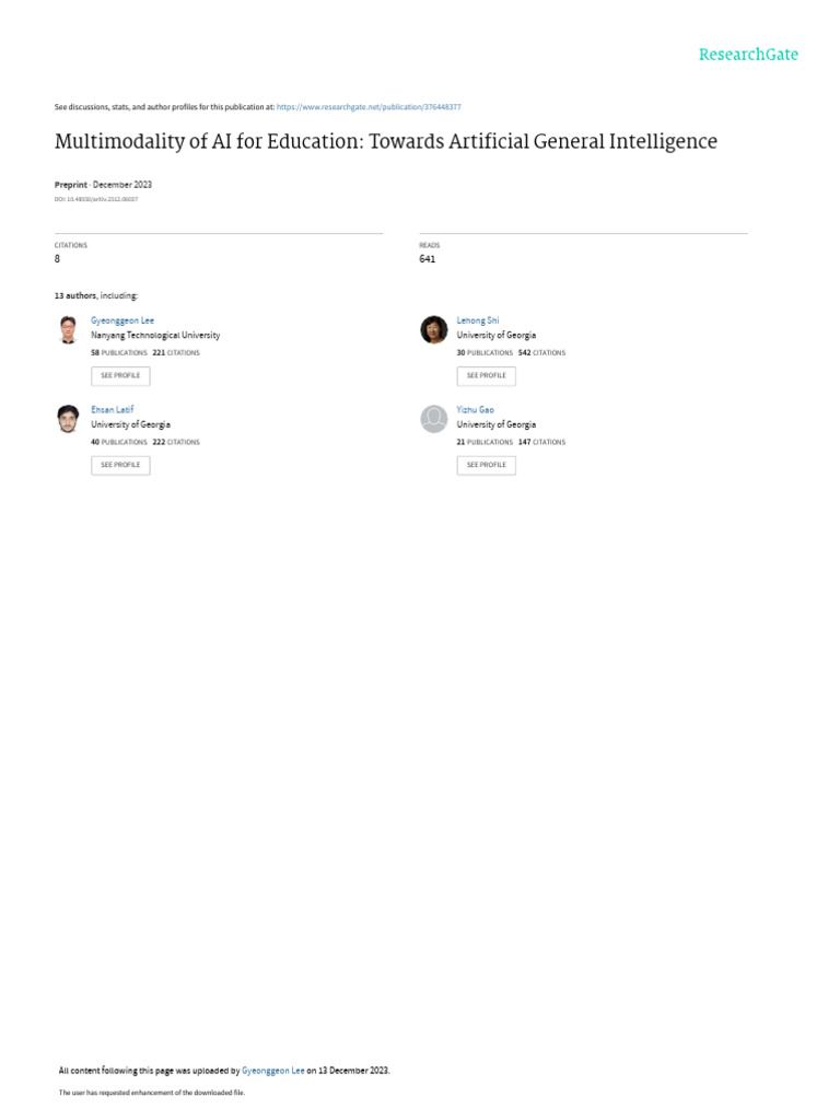 Multimodal AI in Education for AGI | PDF | Artificial Intelligence ...