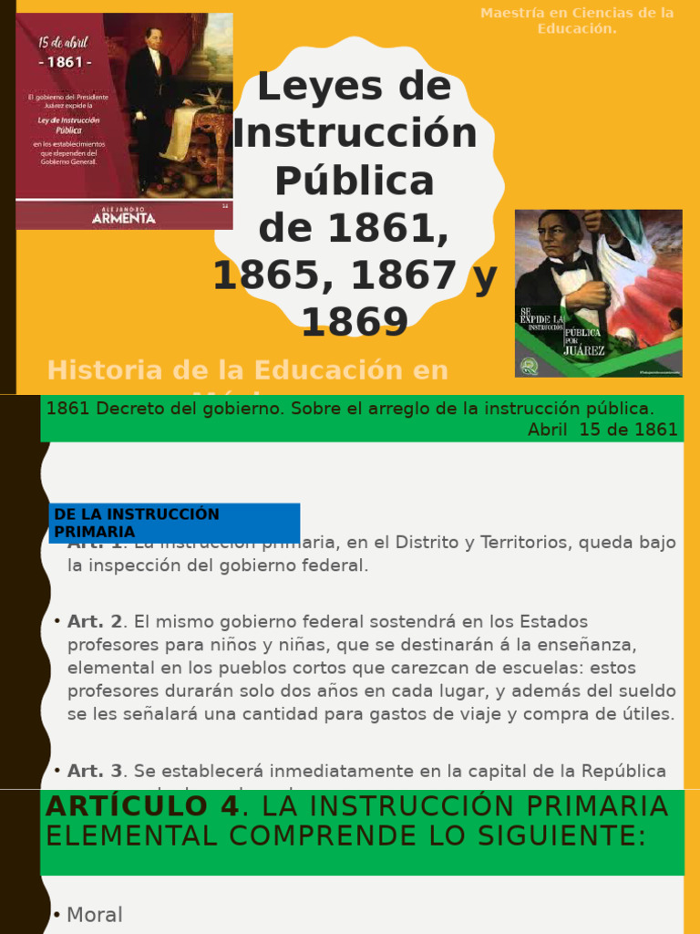 Leyes de Instrucción Pública en México | PDF | Educación primaria ...