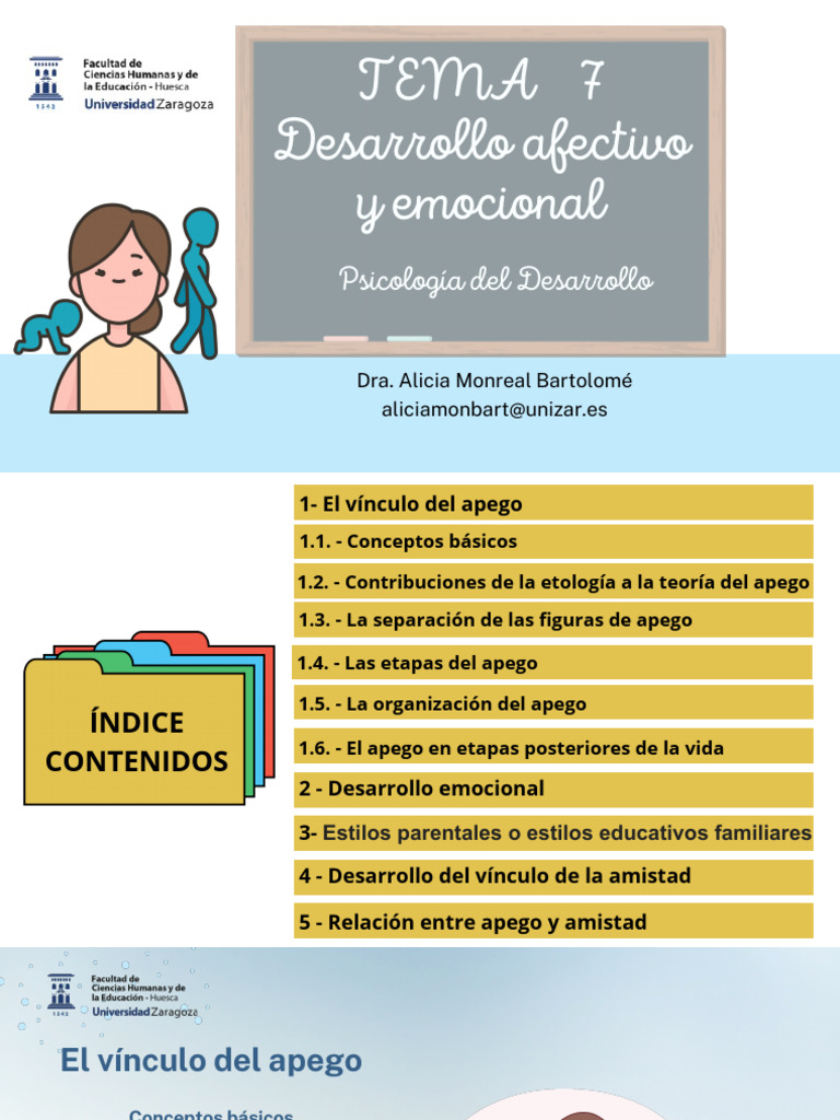 Desarrollo Afectivo y Apego Infantil | PDF | Teoría de apego | Las ...