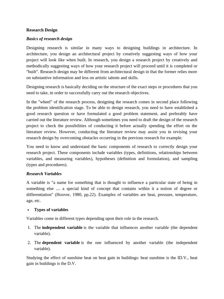 Research Design Pdf Sampling Statistics Hypothesis