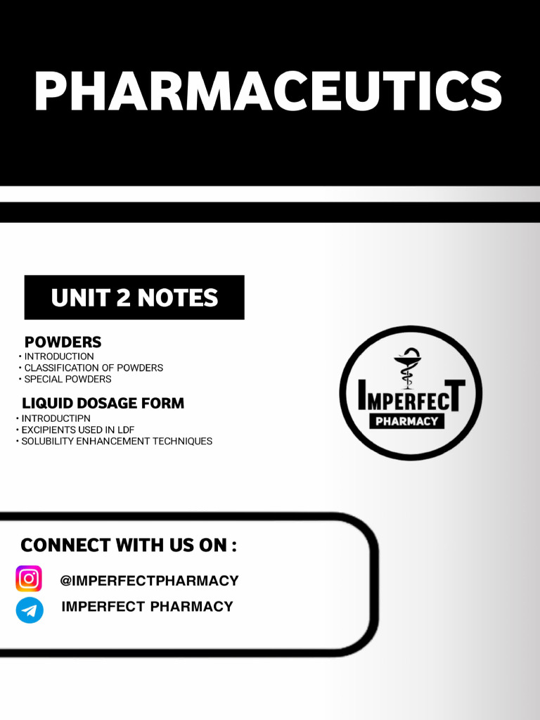 Unit 2 Pharmaceutics: Powder Notes | PDF | Pharmacy | Materials