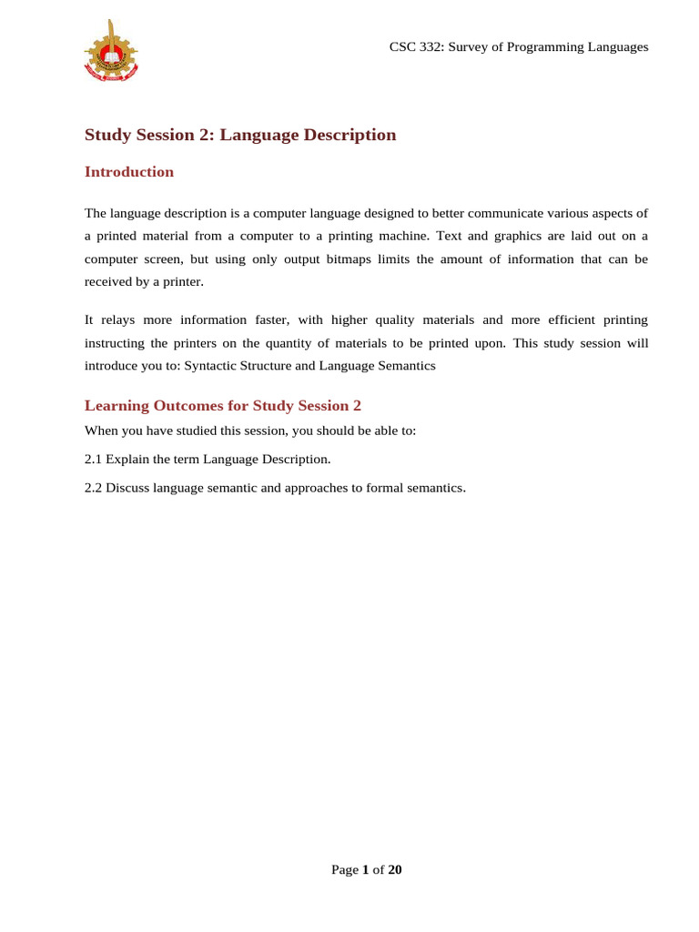 CSC 332 Study Session 2 | PDF | Semantics | Parsing