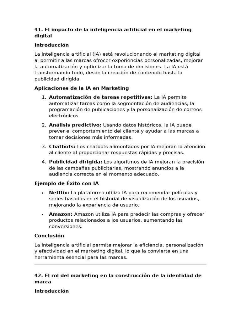 Impacto de IA en Marketing Digital | PDF | Inteligencia artificial ...