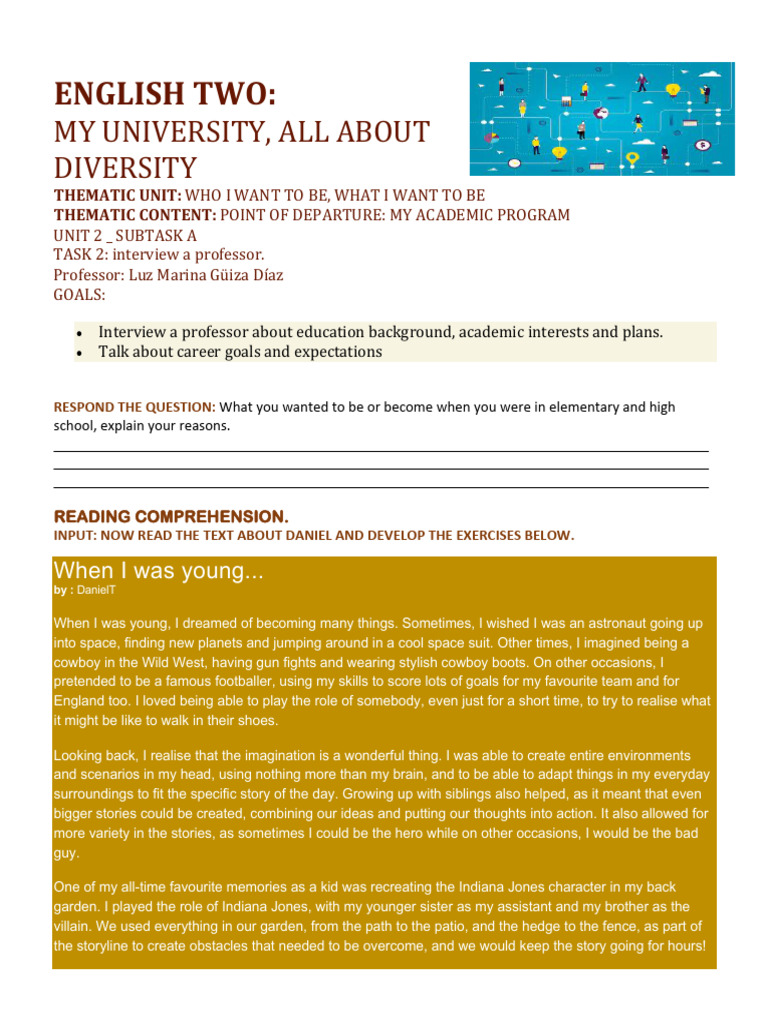 Task 1 English 2 Subtask A Listening Reading Writing And