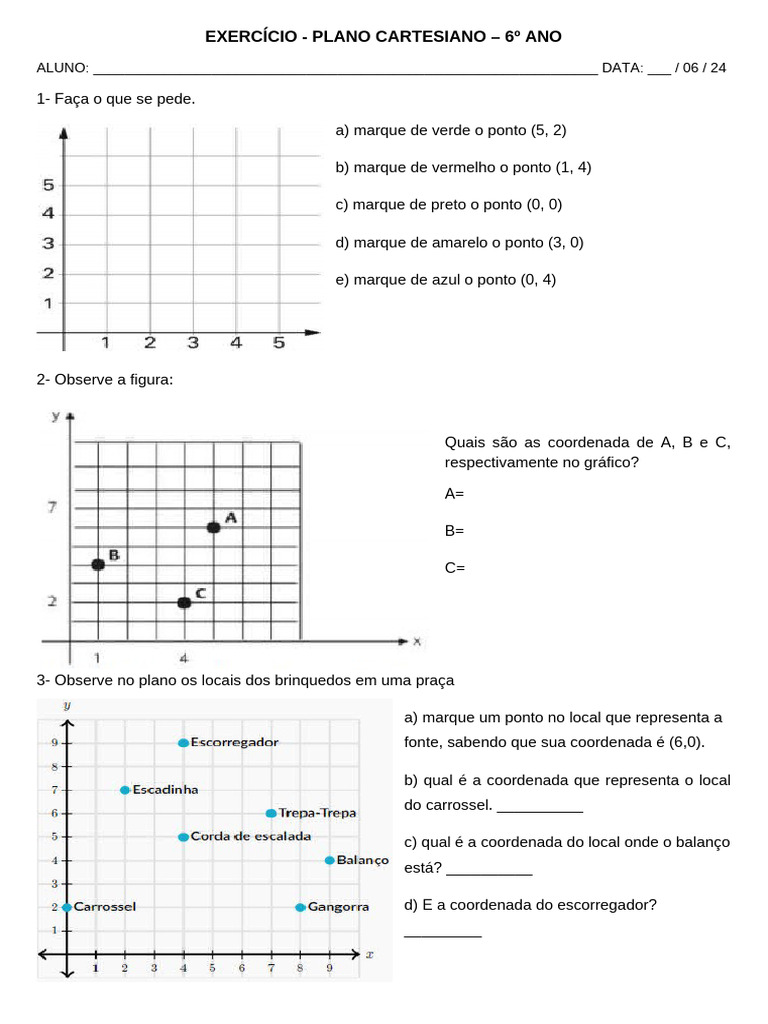 Plano Cartesiano 6º Ano | PDF