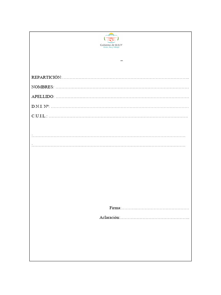 Declaración Jurada Ley 5276/01 | PDF