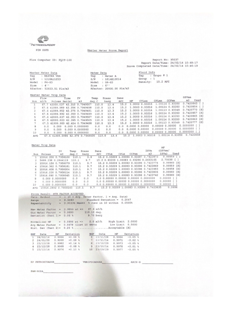 Master Meter Prove Report | PDF