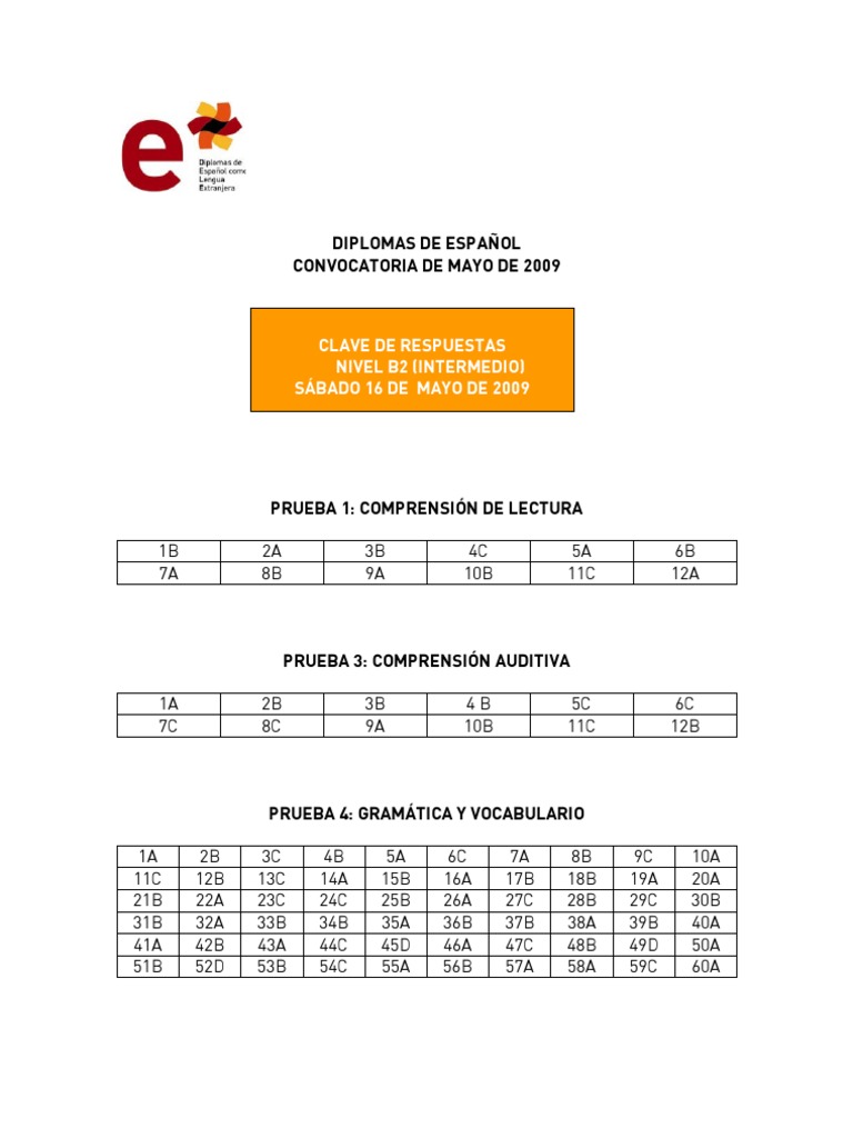 Modelo Examen Nivel b2 16mayo Clave Respuestas | PDF