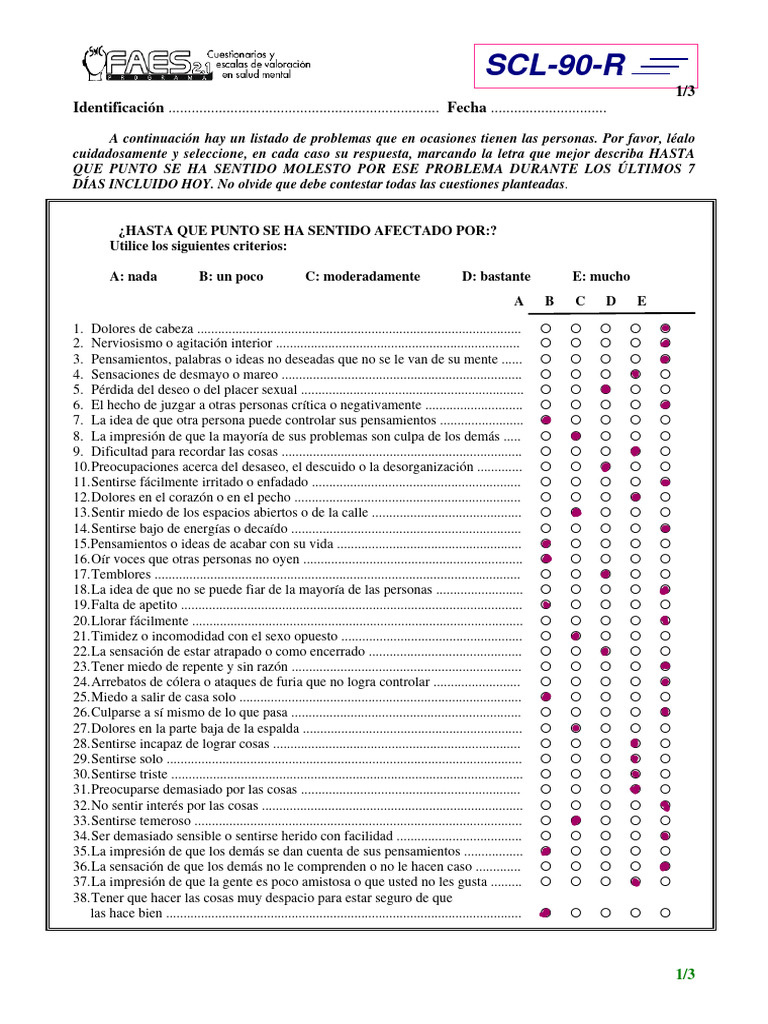 Cuestionario SCL-90-R de Salud Mental | PDF | Las emociones ...