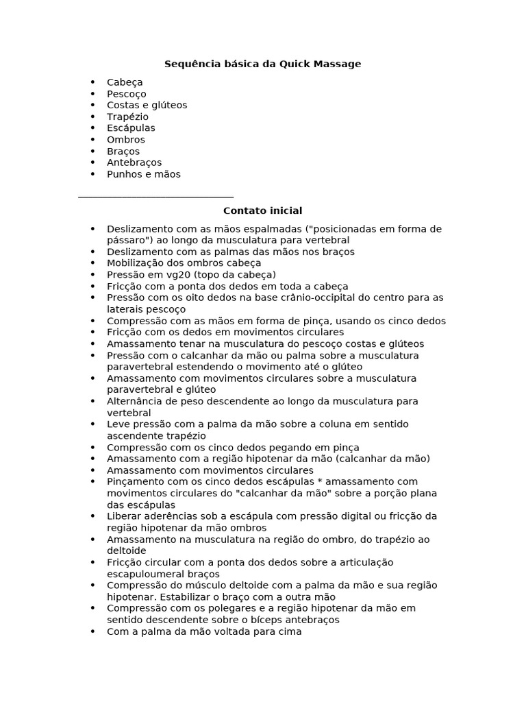 Guia Completo de Quick Massage | PDF | Anatomia humana | Membros (anatomia)
