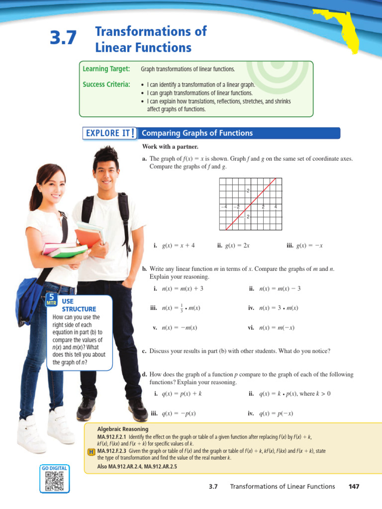 Linear Function Transformations Guide | PDF | Cartesian Coordinate ...