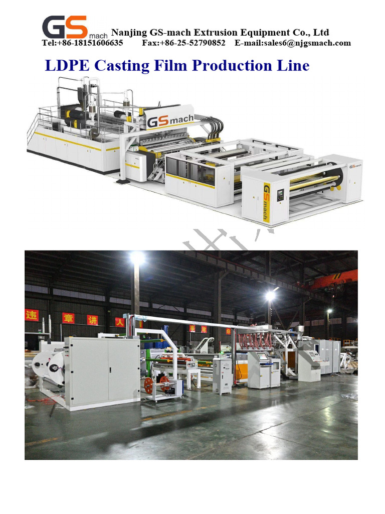 LDPE Casting Film Production Line Diagram | PDF | Extrusion | Engines